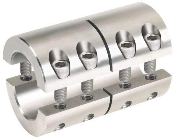 Climax Metal Products - 5/8 x 1/2" Bore, Stainless Steel, Two Piece Two Piece Split Shaft Collar - 1-5/16" Outside Diam, 2" Wide - Benchmark Tooling