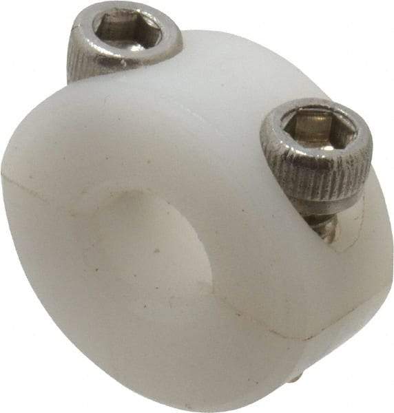 Climax Metal Products - 1/4" Bore, Plastic, Two Piece Clamping Shaft Collar - 5/8" Outside Diam, 9/32" Wide - Benchmark Tooling