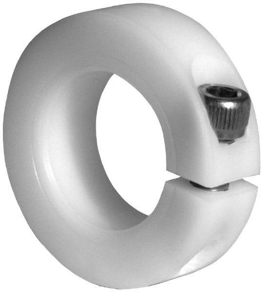 Climax Metal Products - 1-3/16" Bore, Plastic, One Piece One Piece Split Shaft Collar - 2-1/16" Outside Diam, 1/2" Wide - Benchmark Tooling