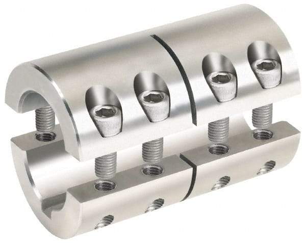 Climax Metal Products - 5/8 x 1/2" Bore, Stainless Steel, With Keyway Two Piece Split Shaft Collar - 1-5/16" Outside Diam, 2" Wide - Benchmark Tooling