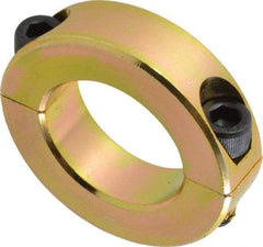 Climax Metal Products - 1-1/8" Bore, Steel, Two Piece Clamping Shaft Collar - 1-7/8" Outside Diam, 1/2" Wide - Benchmark Tooling