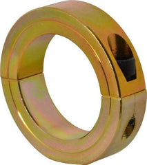 Climax Metal Products - 2-3/16" Bore, Steel, Two Piece Clamping Shaft Collar - 3-1/4" Outside Diam, 3/4" Wide - Benchmark Tooling