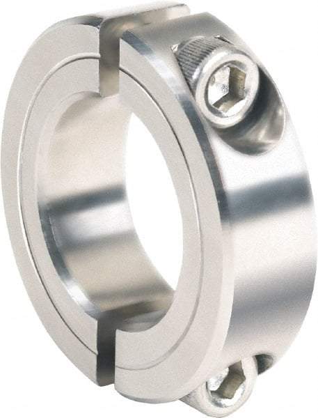 Climax Metal Products - 2-3/4" Bore, Stainless Steel, Two Piece Clamping Shaft Collar - 4" Outside Diam, 7/8" Wide - Benchmark Tooling