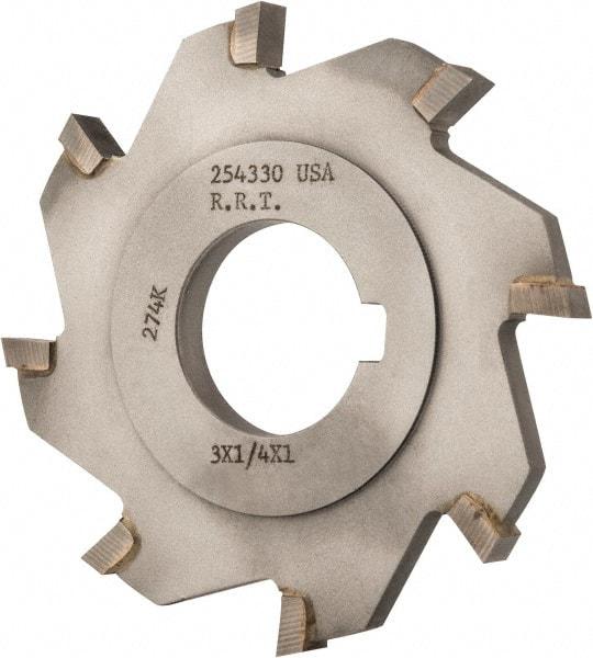 Made in USA - 3" Diam x 1/4" Width of Cut, 8 Teeth, Carbide Tipped Side Milling Cutter - Straight Teeth, Uncoated - Benchmark Tooling