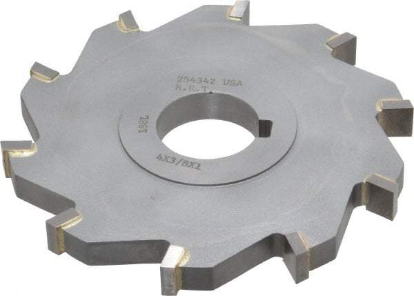 Made in USA - 4" Diam x 3/8" Width of Cut, 10 Teeth, Carbide Tipped Side Milling Cutter - Straight Teeth, Uncoated - Benchmark Tooling