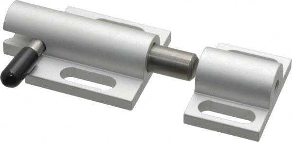 80/20 Inc. - 2" Long x 1-1/2" Wide x 13/16" High, Deadbolt Latch with Side Latch - Aluminum Body with Stainless Steel Bolt, Spring & Handle, with Clear Anodized Aluminum Finish - Benchmark Tooling