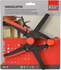 Bessey - 6-1/2" Jaw Opening Capacity, 2" Throat Depth, Double Variable Jaw, Spring Clamp - Plastic Body, Plastic Handle, Plastic Tip, 9" OAL - Benchmark Tooling