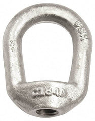 Gibraltar - 840 Lb Capacity, 5/16-18 Thread, Self Colored, Carbon Steel Regular Duty Lifting Eye Nut - Grade C-1030, 1-11/16" High, 3/4" Inside & 1-1/4" Outside Eye Diam, 1-1/4" Bell/Base Width - Benchmark Tooling