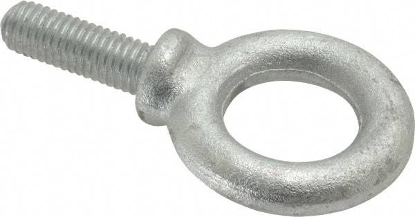 Gibraltar - 2,600 Lb Capacity, Forged Steel, 1/2-13 Thread, Fixed Lifting Eye Bolt - Fully Threaded, 1-1/2" Shank, 1-1/2" Thread Length, Shoulder - Benchmark Tooling