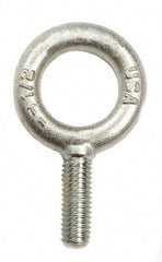 Gibraltar - 15,000 Lb Capacity, Forged Steel, 1-1/4 - 7 Thread, Fixed Lifting Eye Bolt - Fully Threaded, 3" Shank, 3" Thread Length, No Shoulder - Benchmark Tooling