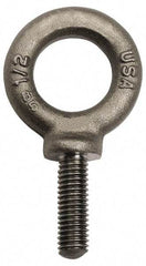 Gibraltar - 2,600 Lb Capacity, Forged Steel, 1/2-13 Thread, Fixed Lifting Eye Bolt - Fully Threaded, 4" Shank, 4" Thread Length, Shoulder - Benchmark Tooling