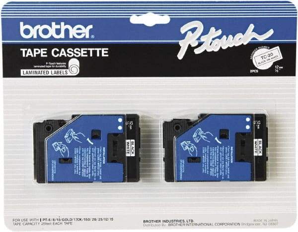 Brother - 1/2" Wide x 312" Long, White Label Tape - For Label Maker - Benchmark Tooling