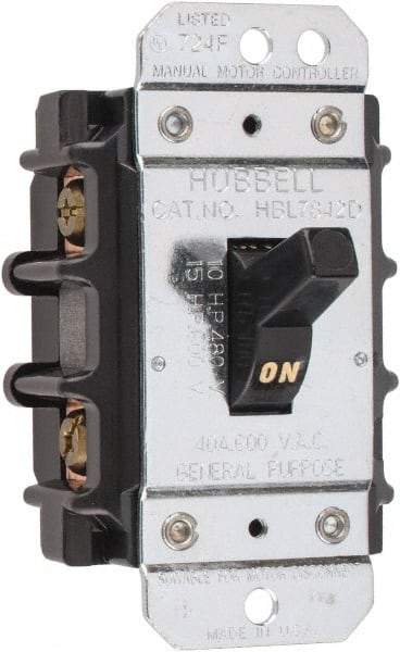 Hubbell Wiring Device-Kellems - 2 Poles, 40 Amp, Open Toggle Manual Motor Starter - 15 hp, CSA Certified & UL Listed - Benchmark Tooling