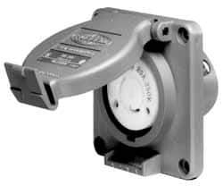 Hubbell Wiring Device-Kellems - 277 VAC, 20 Amp, L7-20R NEMA, Self Grounding Receptacle - 2 Poles, 3 Wire, Female End, Gray - Benchmark Tooling