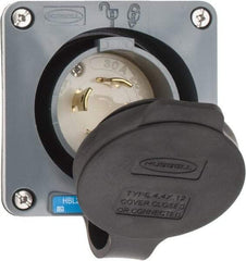 Hubbell Wiring Device-Kellems - 250 VAC, 30 Amp, L15-30P NEMA, Self Grounding Inlet - 3 Poles, 4 Wire, Male End, Gray - Benchmark Tooling