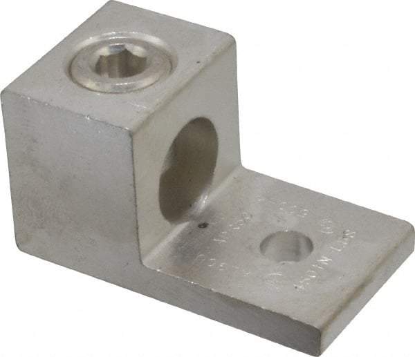 Thomas & Betts - 4 AWG Noninsulated Compression Connection Square Ring Terminal - 3/8" Stud, 2-13/16" OAL x 1-1/2" Wide, Tin Plated Aluminum Contact - Benchmark Tooling