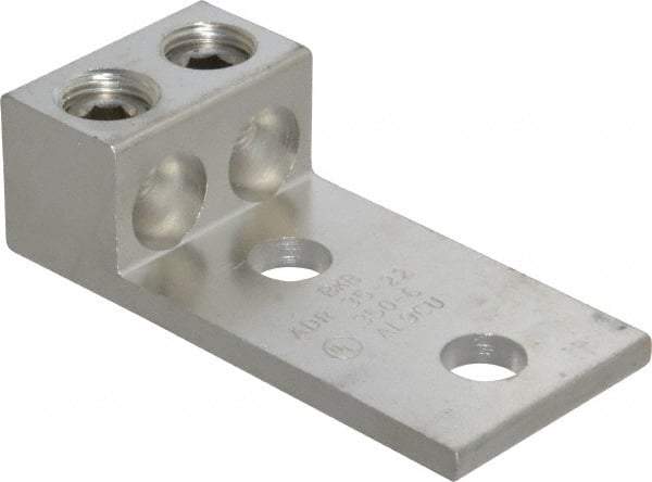 Thomas & Betts - 6 AWG Noninsulated Compression Connection Rectangle Ring Terminal - 1/2" Stud, 4-1/4" OAL x 2-19/64" Wide, Tin Plated Aluminum Contact - Benchmark Tooling