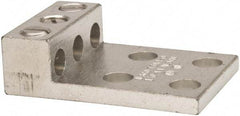 Thomas & Betts - 14-1/0 AWG Noninsulated Compression Connection Rectangle Ring Terminal - 3/8" Stud, 2-29/32" OAL x 2" Wide, Tin Plated Aluminum Contact - Benchmark Tooling