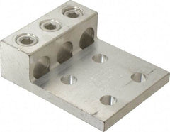 Thomas & Betts - 4 AWG Noninsulated Compression Connection Rectangle Ring Terminal - 1/2" Stud, 4-11/16" OAL x 3-3/4" Wide, Tin Plated Aluminum Contact - Benchmark Tooling