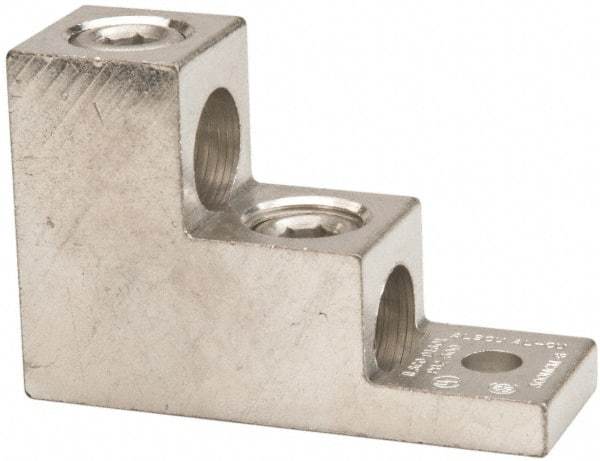 Thomas & Betts - 6 AWG Noninsulated Compression Connection Square Ring Terminal - 5/16" Stud, 3" OAL x 1-1/8" Wide, Tin Plated Aluminum Contact - Benchmark Tooling