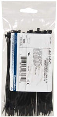 Thomas & Betts - 6.4" Long Black Nylon Standard Cable Tie - 18 Lb Tensile Strength, 1.13mm Thick, 1-1/2" Max Bundle Diam - Benchmark Tooling