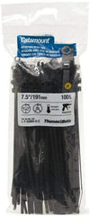 Thomas & Betts - 7-1/2" Long Black Nylon Mountable Cable Tie - 50 Lb Tensile Strength - Benchmark Tooling