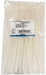 Thomas & Betts - 7-1/2" Long Natural (Color) Nylon Standard Cable Tie - 50 Lb Tensile Strength, 1.34mm Thick, 1-3/4" Max Bundle Diam - Benchmark Tooling