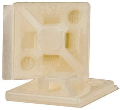 Thomas & Betts - Natural (Color), Nylon, Four Way Cable Tie Mounting Base - 3/4" Long x 0.205" High x 3/4" Wide Adhesive Back, Screw Size 6 - Benchmark Tooling