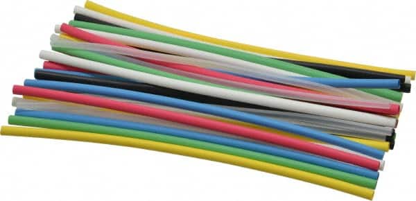 3M - 6" Long, 2:1, Polyolefin Heat Shrink Electrical Tubing - Black, Blue, Clear, Green, Red, White, Yellow - Benchmark Tooling