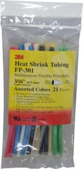 3M - 6" Long, 2:1, Polyolefin Heat Shrink Electrical Tubing - Black, Blue, Clear, Green, Red, White, Yellow - Benchmark Tooling