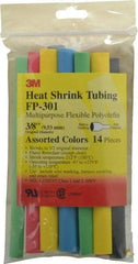 3M - 6" Long, 2:1, Polyolefin Heat Shrink Electrical Tubing - Black, Blue, Clear, Green, Red, White, Yellow - Benchmark Tooling