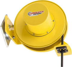 Conductix - 14 AWG, 40' Cable Length, Cord & Cable Reel with Cable End - 3 Outlets, SO Cable, White Reel - Benchmark Tooling