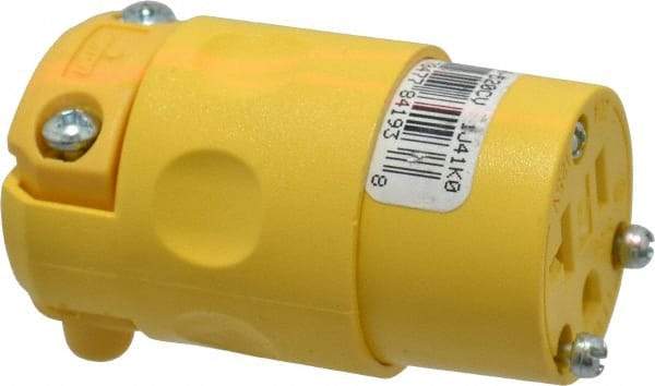 Leviton - 125 VAC, 20 Amp, 5-20R NEMA, Straight, Self Grounding, Commercial Grade Connector - 2 Pole, 3 Wire, 1 Phase, PVC, Yellow - Benchmark Tooling