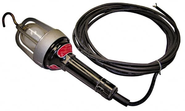 Made in USA - 100 Watt, Electric, Incandescent Portable Hook Work Light - 50' Cord, 1 Head, 900 Lumens - Benchmark Tooling