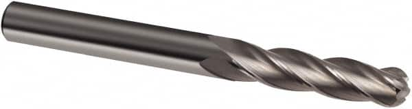 Guhring - 7/16" Diam, 2" LOC, 4 Flute Solid Carbide Ball End Mill - Uncoated, Single End, 5" OAL, 7/16" Shank Diam, Spiral Flute - Benchmark Tooling