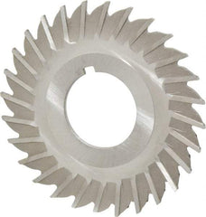 Made in USA - 2-1/2" Blade Diam x 1/16" Blade Thickness, 7/8" Hole, 28 Teeth, High Speed Steel Side Chip Saw - Straight Tooth, Arbor Connection, Right Hand Cut, Uncoated, with Keyway - Benchmark Tooling