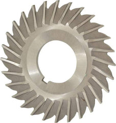 Made in USA - 2-1/2" Blade Diam x 3/32" Blade Thickness, 7/8" Hole, 28 Teeth, High Speed Steel Side Chip Saw - Straight Tooth, Arbor Connection, Right Hand Cut, Uncoated, with Keyway - Benchmark Tooling