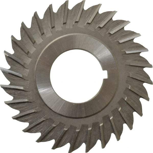 Made in USA - 2-1/2" Blade Diam x 1/8" Blade Thickness, 7/8" Hole, 28 Teeth, High Speed Steel Side Chip Saw - Straight Tooth, Arbor Connection, Right Hand Cut, Uncoated, with Keyway - Benchmark Tooling