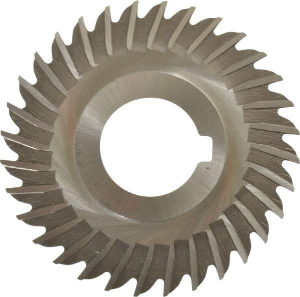 Made in USA - 3" Blade Diam x 1/16" Blade Thickness, 1" Hole, 32 Teeth, High Speed Steel Side Chip Saw - Straight Tooth, Arbor Connection, Right Hand Cut, Uncoated, with Keyway - Benchmark Tooling