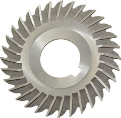 Made in USA - 3" Blade Diam x 5/64" Blade Thickness, 1" Hole, 32 Teeth, High Speed Steel Side Chip Saw - Straight Tooth, Arbor Connection, Right Hand Cut, Uncoated, with Keyway - Benchmark Tooling