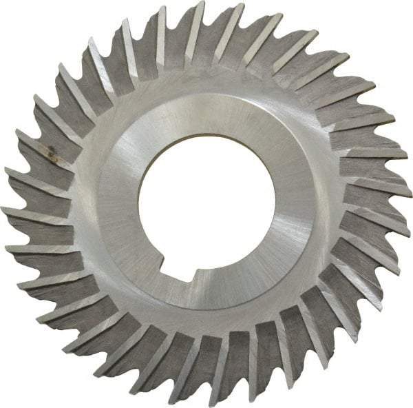 Made in USA - 3" Blade Diam x 3/32" Blade Thickness, 1" Hole, 32 Teeth, High Speed Steel Side Chip Saw - Straight Tooth, Arbor Connection, Right Hand Cut, Uncoated, with Keyway - Benchmark Tooling