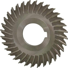 Made in USA - 3" Blade Diam x 7/64" Blade Thickness, 1" Hole, 32 Teeth, High Speed Steel Side Chip Saw - Straight Tooth, Arbor Connection, Right Hand Cut, Uncoated, with Keyway - Benchmark Tooling