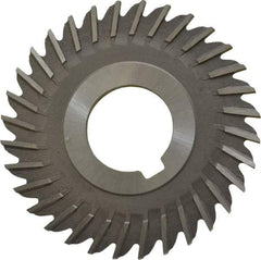 Made in USA - 3" Blade Diam x 1/8" Blade Thickness, 1" Hole, 32 Teeth, High Speed Steel Side Chip Saw - Straight Tooth, Arbor Connection, Right Hand Cut, Uncoated, with Keyway - Benchmark Tooling