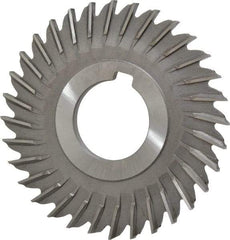 Made in USA - 3" Blade Diam x 9/64" Blade Thickness, 1" Hole, 32 Teeth, High Speed Steel Side Chip Saw - Straight Tooth, Arbor Connection, Right Hand Cut, Uncoated, with Keyway - Benchmark Tooling