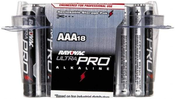 Rayovac - Size AAA, Alkaline, 18 Pack, Standard Battery - 1.5 Volts, Button Tab Terminal - Benchmark Tooling