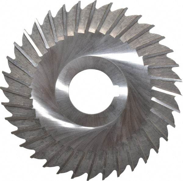 Made in USA - 4" Blade Diam x 3/32" Blade Thickness, 1" Hole, 36 Teeth, High Speed Steel Side Chip Saw - Straight Tooth, Arbor Connection, Right Hand Cut, Uncoated, with Keyway - Benchmark Tooling