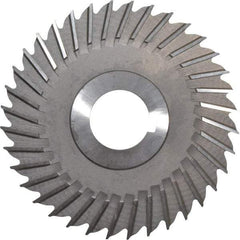 Made in USA - 4" Blade Diam x 1/8" Blade Thickness, 1" Hole, 36 Teeth, High Speed Steel Side Chip Saw - Straight Tooth, Arbor Connection, Right Hand Cut, Uncoated, with Keyway - Benchmark Tooling