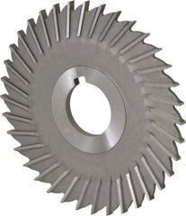 Made in USA - 4" Blade Diam x 5/32" Blade Thickness, 1" Hole, 36 Teeth, High Speed Steel Side Chip Saw - Straight Tooth, Arbor Connection, Right Hand Cut, Uncoated, with Keyway - Benchmark Tooling