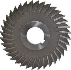 Made in USA - 4" Blade Diam x 11/64" Blade Thickness, 1" Hole, 36 Teeth, High Speed Steel Side Chip Saw - Straight Tooth, Arbor Connection, Right Hand Cut, Uncoated, with Keyway - Benchmark Tooling