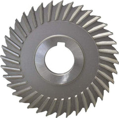 Made in USA - 4" Blade Diam x 1/4" Blade Thickness, 1" Hole, 36 Teeth, High Speed Steel Side Chip Saw - Straight Tooth, Arbor Connection, Right Hand Cut, Uncoated, with Keyway - Benchmark Tooling